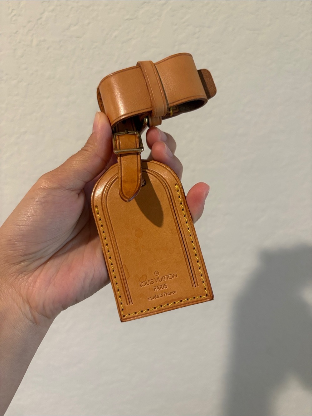 Louis Vuitton Tan Leather Travel Tag with Strap